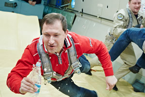 zero-g flight in airplane