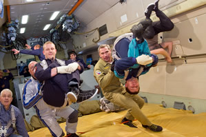 zero-g flight in airplane