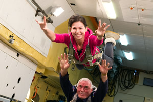 zero-g flight in airplane