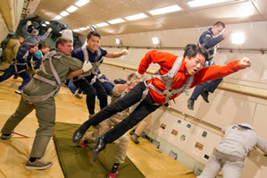 zero-g flight in airplane